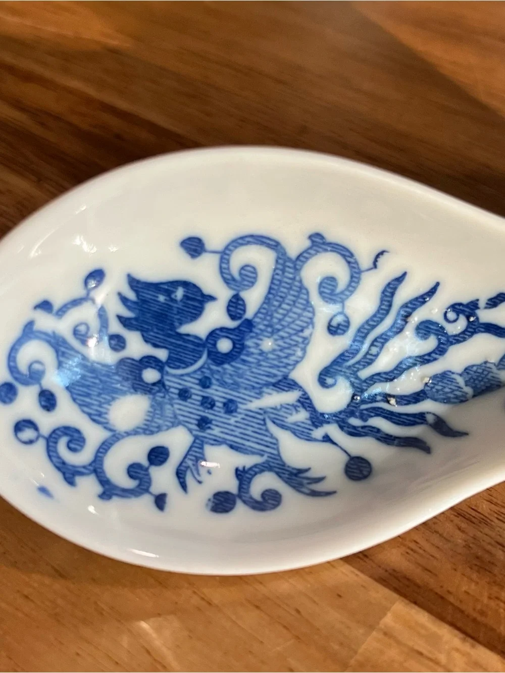 Blue and White Porcelain Asian Soup Spoon Set - Classic Phoenix & Pagoda Design